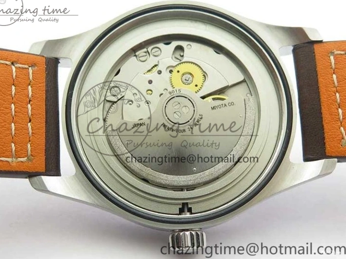 MIROTIME 0224 Original Pilot IW326803 SS MK 1:1 Best Edition Black Dial on Brown Leather Strap MIYOTA 7146